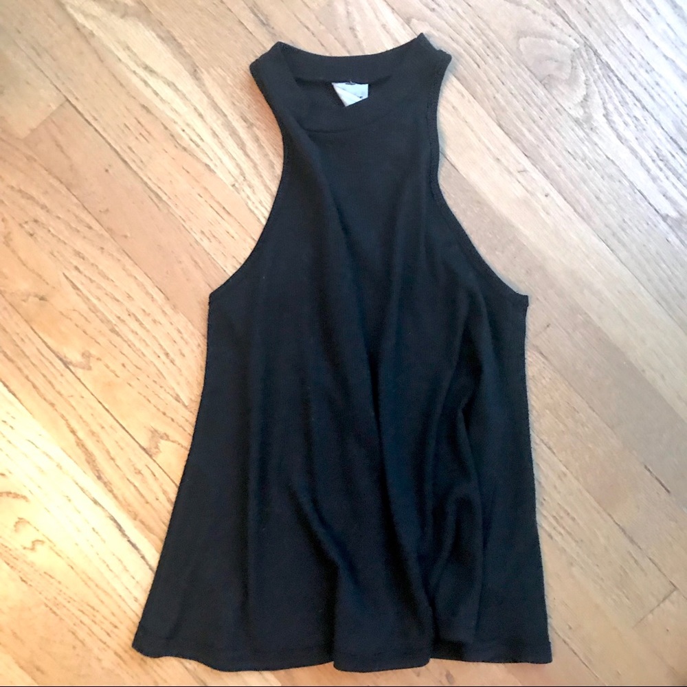 Free People Black Ribbed Swing Tank XS